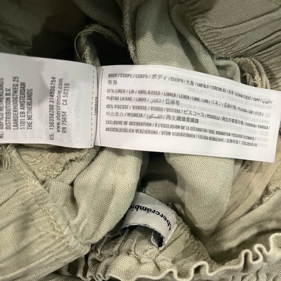 ❤️2/$30❤️[XS]Abercrombie&Fitch Linen Blend Pants Wide Leg Light Green Ankle - Picture 6 of 6